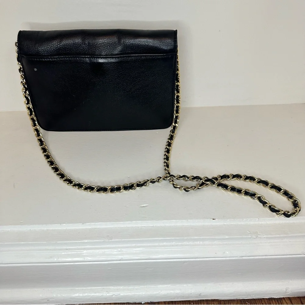 Tory Burch Black Robinson Leather Envelope Convertible Crossbody Shoulder Bag